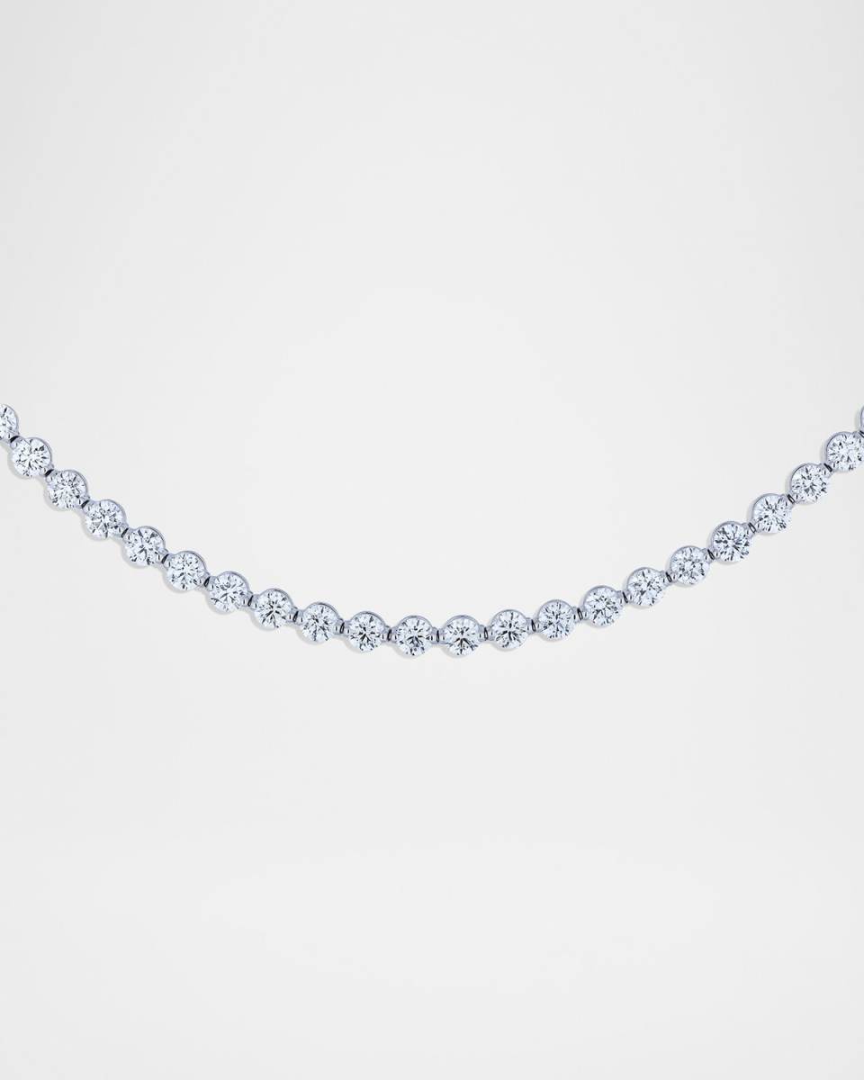 18K White Gold Single-Prong Diamond Tennis Necklace, 17"L, 21.12tcw